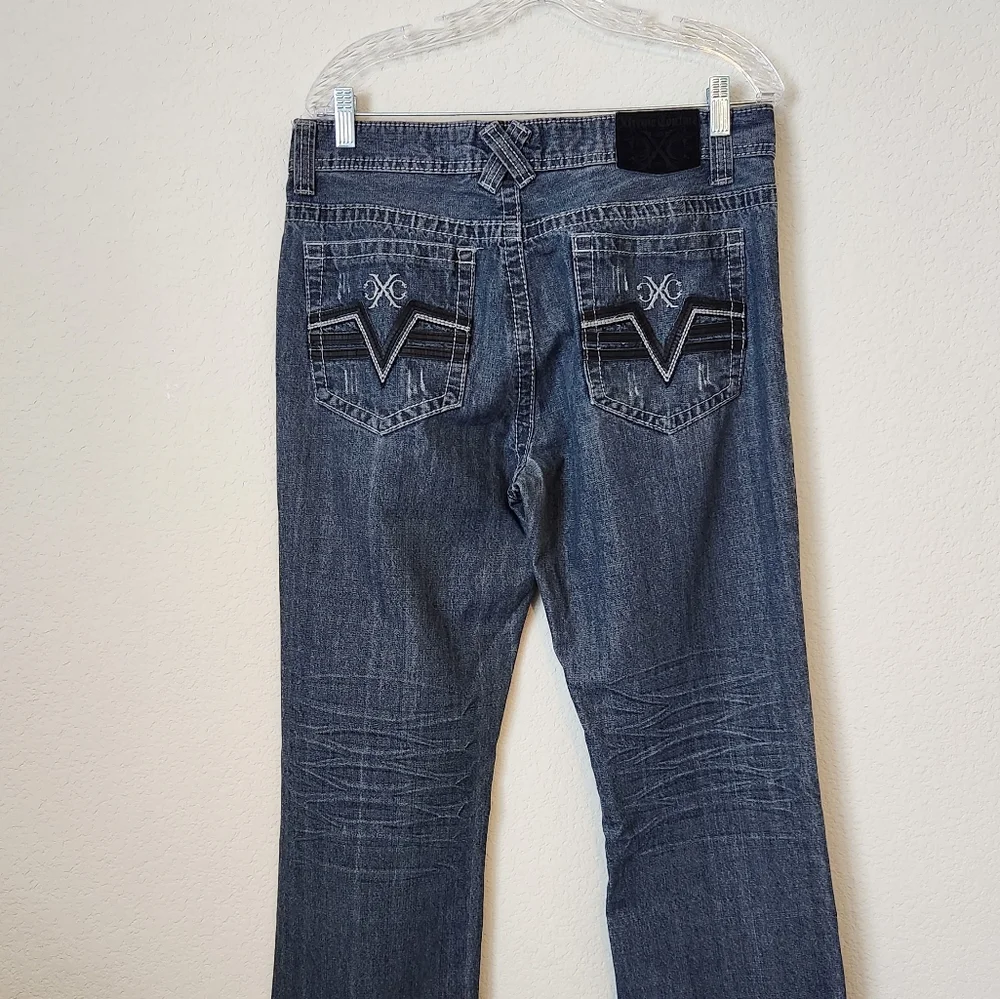 Men's Xtreme Couture Medium Wash Straight Leg Detail on Back Pockets 34x34